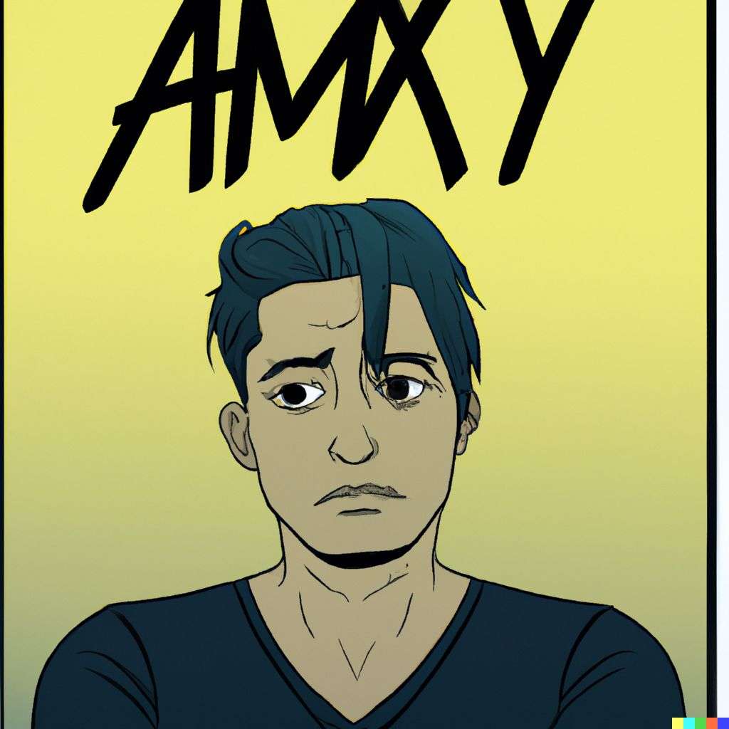 a representation of anxiety, comic book illustration, realism style
